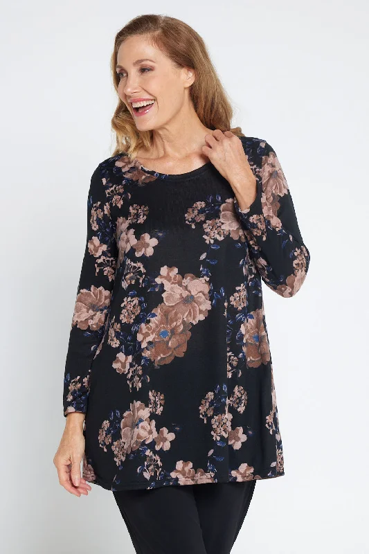 women's tops for those who want to stay updated with the latest fashion trends Barb Knit Top - Navy/Mushroom Floral