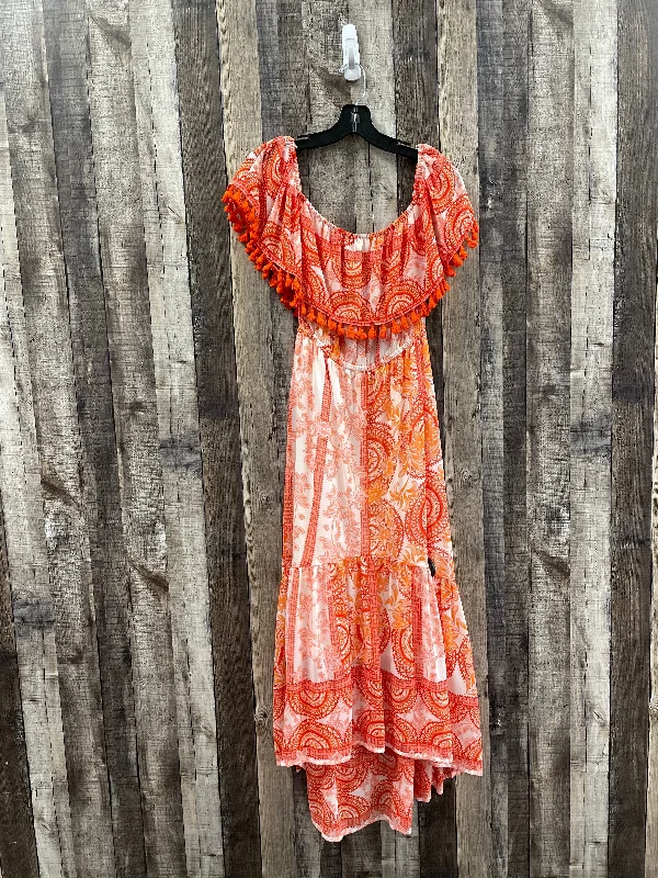 Off-The-Shoulder Dress Orange & Pink Dress Casual Maxi Lulus, Size L
