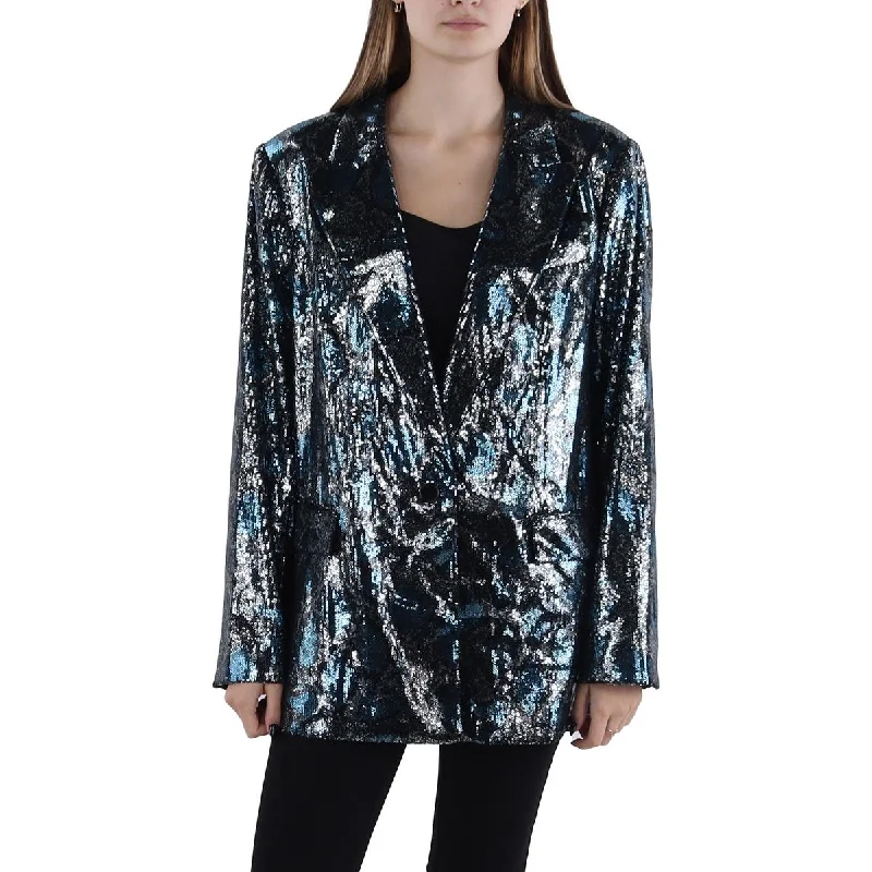 Women's Suit Jackets Audrey Womens Sequined Suit Separate One-Button Blazer