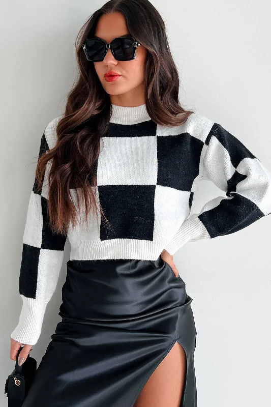 Fashionable Sweaters Playing Hard To Get Checkered Sweater (Black/White)